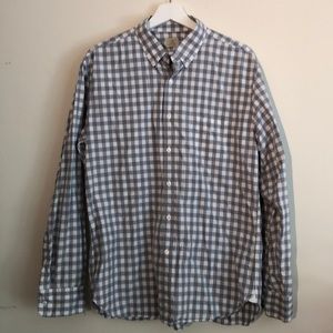 J. Crew gray checked shirt, size L